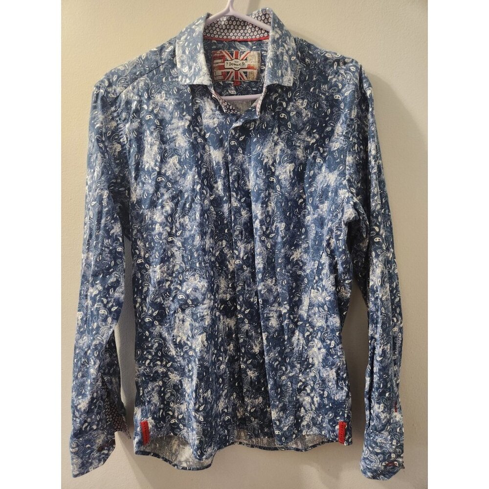 7 Downie St. Long Sleeves Shirt Size 5 White and Blue Pre-Owned